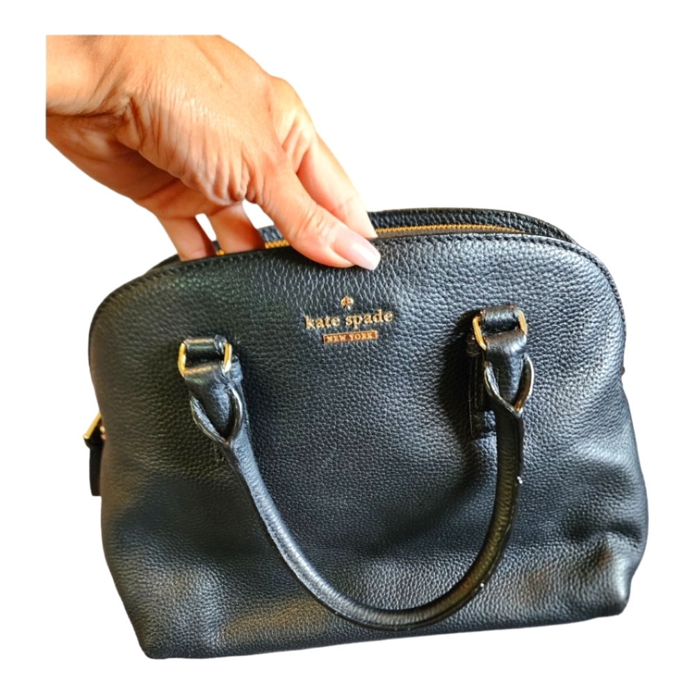 NWOT Kate Spade black pebbled leather 3 compartment crossbody satchel purse.